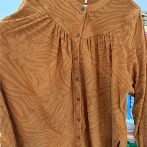 Free People Floral Texture Button-Up Blouse